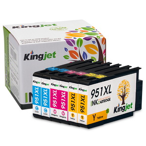 Kingjet 951XL Ink Cartridges, High Yield Color Replacements with Updated Chips Fit Officejet Pro 8100 8600 8610 8620 Printers 6Pack(2C 2Y 2M)